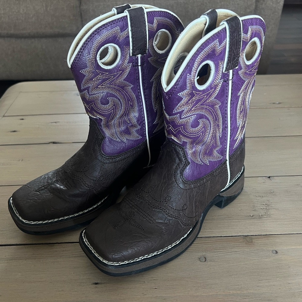 New Durango Kids Western Boots - Purple and Brown